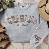 Embroidered Grandma sweatshirt with grandkids names, Personalized Grandma gift, Grammy, Oma, Nana, Gigi, Mommom, Mimi, Mom Birthday gift