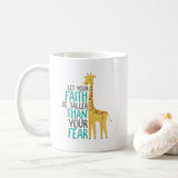 Inspirational Giraffe Faith Taller Than Fear Two-Tone Coffee Mug, Best Friend Gift, Gift For Best Friend