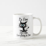 Black Cat Mug, It's Fine I'm Fine Everything is Fine Cat Mug, Black Cat Ceramic Mug, Cat Lover Gift Mug, Cat Owner Gift