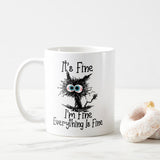 Black Cat Mug, It's Fine I'm Fine Everything is Fine Cat Mug, Black Cat Ceramic Mug, Cat Lover Gift Mug, Cat Owner Gift