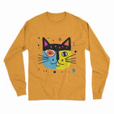 Oversized Trippy Cat Long Sleeve T-Shirt – Unique, Bold, and Artistic Fashion for Free Spirits