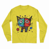 Retro-Futuristic Cat Print Long Sleeve T-Shirt – Eye-Catching, Trendy, and Unisex Streetwear