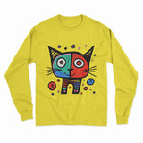 Retro-Futuristic Cat Print Long Sleeve T-Shirt – Eye-Catching, Trendy, and Unisex Streetwear