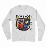 FunkyKolors Psychedelic Cat Long Sleeve T-Shirt – Bold & Colorful Streetwear for Trendsetters