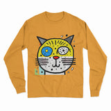 Cozy Cotton Cat Print Long Sleeve T-Shirt – Perfect for Work, Home & Casual Outings
