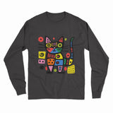 Funky Cat Face Long Sleeve T-Shirt – Vibrant & Fun Design for Cat Lovers & Creative Souls