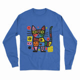 Funky Cat Face Long Sleeve T-Shirt – Vibrant & Fun Design for Cat Lovers & Creative Souls