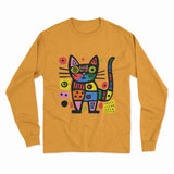 Funky Cat Face Long Sleeve T-Shirt – Vibrant & Fun Design for Cat Lovers & Creative Souls