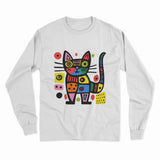 Funky Cat Face Long Sleeve T-Shirt – Vibrant & Fun Design for Cat Lovers & Creative Souls