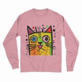 Colorful Trippy Cat Long Sleeve Tee – Lightweight, Breathable & Perfect for Casual Outfits