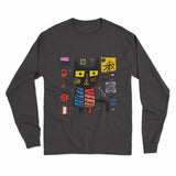 Holographic Cat Graphic Long Sleeve T-Shirt – Retro & Futuristic Blend for Alternative Fashion
