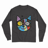 Colorful Cat Art Long Sleeve Tee – Standout Party Wear for Music & Social Gatherings