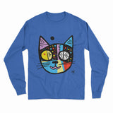 Colorful Cat Art Long Sleeve Tee – Standout Party Wear for Music & Social Gatherings