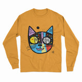 Colorful Cat Art Long Sleeve Tee – Standout Party Wear for Music & Social Gatherings