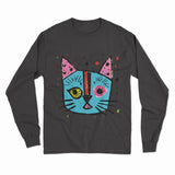 Bold Artistic Cat Print Long Sleeve Tee – Comfortable, Stylish & Designed for Cat Enthusiasts
