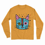 Bold Artistic Cat Print Long Sleeve Tee – Comfortable, Stylish & Designed for Cat Enthusiasts