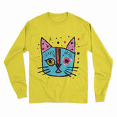 Bold Artistic Cat Print Long Sleeve Tee – Comfortable, Stylish & Designed for Cat Enthusiasts
