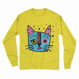 Bold Artistic Cat Print Long Sleeve Tee – Comfortable, Stylish & Designed for Cat Enthusiasts