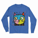 Neon Psychedelic Cat Long Sleeve Tee – Bold & Eye-Catching Look for Any Celebration