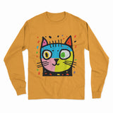 Neon Psychedelic Cat Long Sleeve Tee – Bold & Eye-Catching Look for Any Celebration