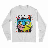 Neon Psychedelic Cat Long Sleeve Tee – Bold & Eye-Catching Look for Any Celebration