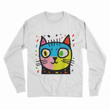 Neon Psychedelic Cat Long Sleeve Tee – Bold & Eye-Catching Look for Any Celebration