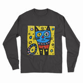 Easy-to-Wear Cat Print Long Sleeve T-Shirt – Soft Fabric for Lounging or Running Errands