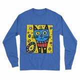 Easy-to-Wear Cat Print Long Sleeve T-Shirt – Soft Fabric for Lounging or Running Errands