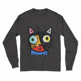 Cozy Cotton Cat Print Long Sleeve T-Shirt – Perfect for Work, Home & Casual Outings