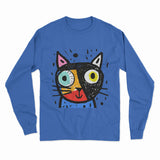 Cozy Cotton Cat Print Long Sleeve T-Shirt – Perfect for Work, Home & Casual Outings