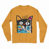 Vibrant Abstract Cat Long Sleeve T-Shirt – Trendy, Unisex & Great for Everyday Streetwear