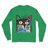 Vibrant Abstract Cat Long Sleeve T-Shirt – Trendy, Unisex & Great for Everyday Streetwear