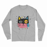 Abstract Cat Art Long Sleeve Tee – Fun & Playful Design for True Cat People