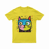 FunkyKolors Limited Psychedelic Cat Tee – Standout Statement Piece for Bold Fashion Enthusiasts