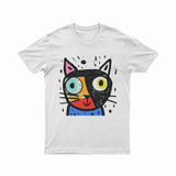 Colorful Psychedelic Cat Print T-Shirt – Breathable Oversized Tee for Summer & Daily Wear