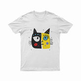 Holographic-Style Cat Face Tee – Aesthetic Y2K T-Shirt for EDM, Festivals & Nightlife