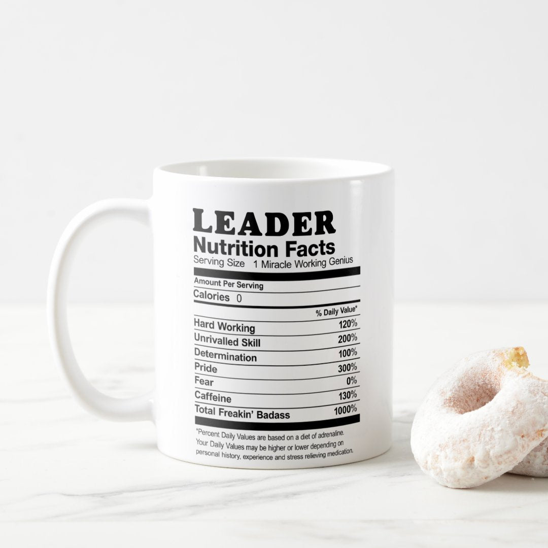 Recreation Leader Nutrition Facts, Coffee Mug, Leader Gift, Nutrition Facts Custom Mug, Best Leader Gift, Leader Cup, Leader Gag, Leader Gifts