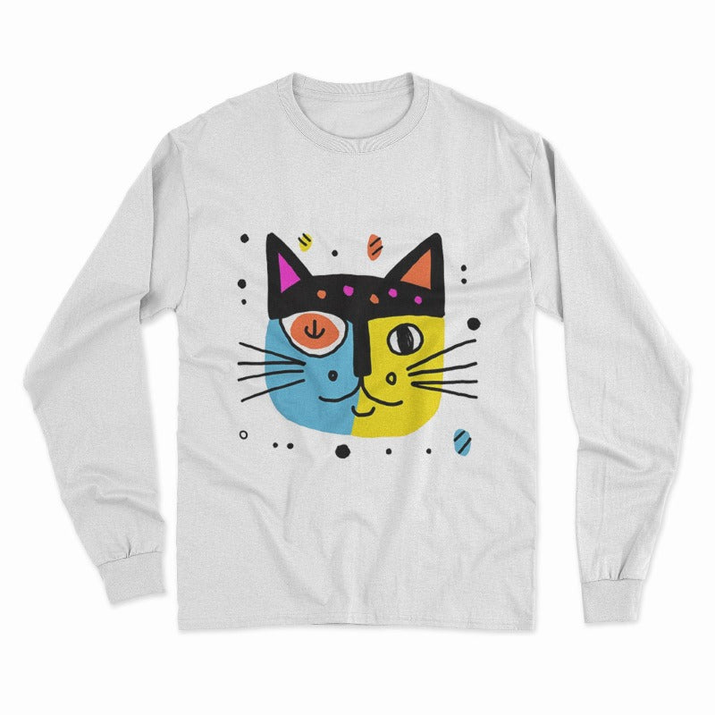 Oversized Trippy Cat Long Sleeve T-Shirt – Unique, Bold, and Artistic Fashion for Free Spirits