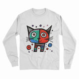 Retro-Futuristic Cat Print Long Sleeve T-Shirt – Eye-Catching, Trendy, and Unisex Streetwear