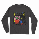 FunkyKolors Psychedelic Cat Long Sleeve T-Shirt – Bold & Colorful Streetwear for Trendsetters