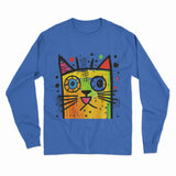 Colorful Trippy Cat Long Sleeve Tee – Lightweight, Breathable & Perfect for Casual Outfits