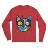 Colorful Cat Art Long Sleeve Tee – Standout Party Wear for Music & Social Gatherings
