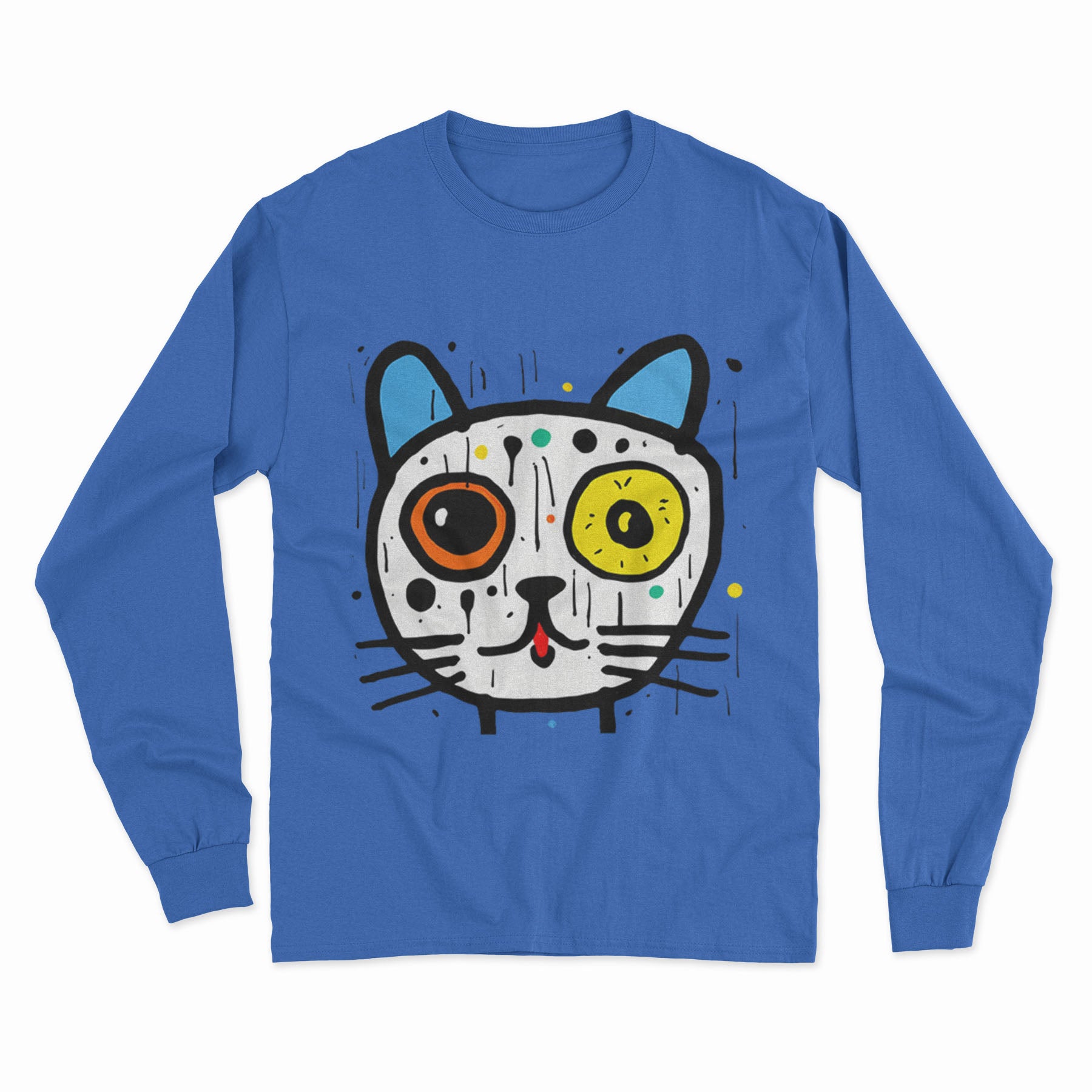 Minimalist Cat Design Long Sleeve T-Shirt – Simple and Stylish Casual Outfit
