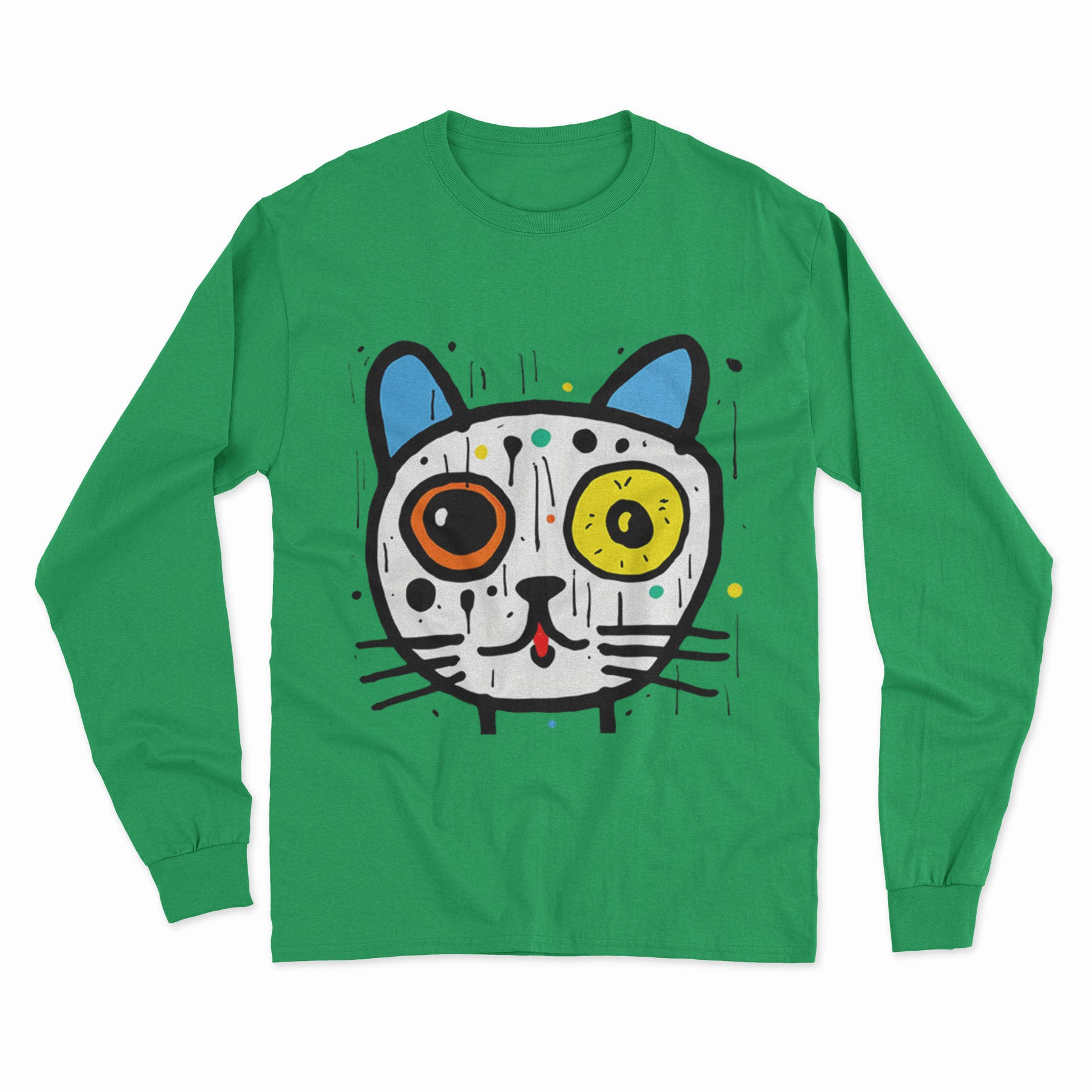 Minimalist Cat Design Long Sleeve T-Shirt – Simple and Stylish Casual Outfit