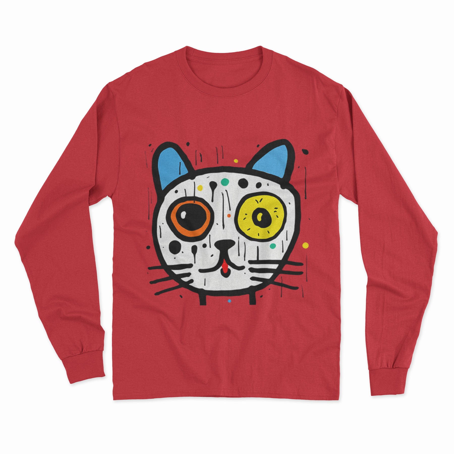 Minimalist Cat Design Long Sleeve T-Shirt – Simple and Stylish Casual Outfit