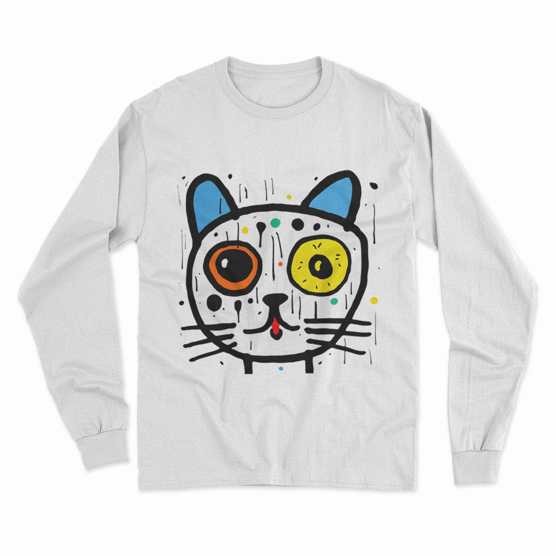 Minimalist Cat Design Long Sleeve T-Shirt – Simple and Stylish Casual Outfit