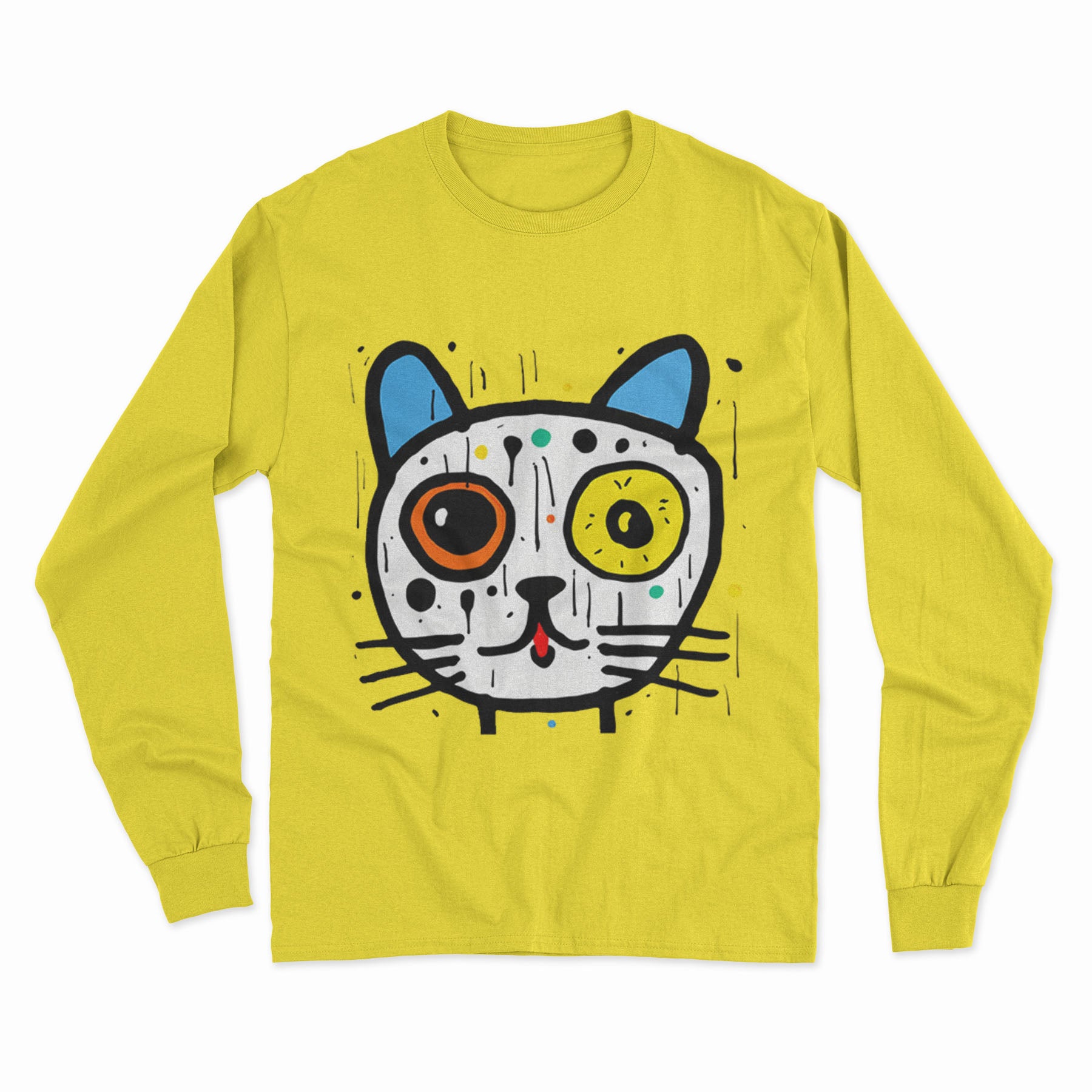 Minimalist Cat Design Long Sleeve T-Shirt – Simple and Stylish Casual Outfit