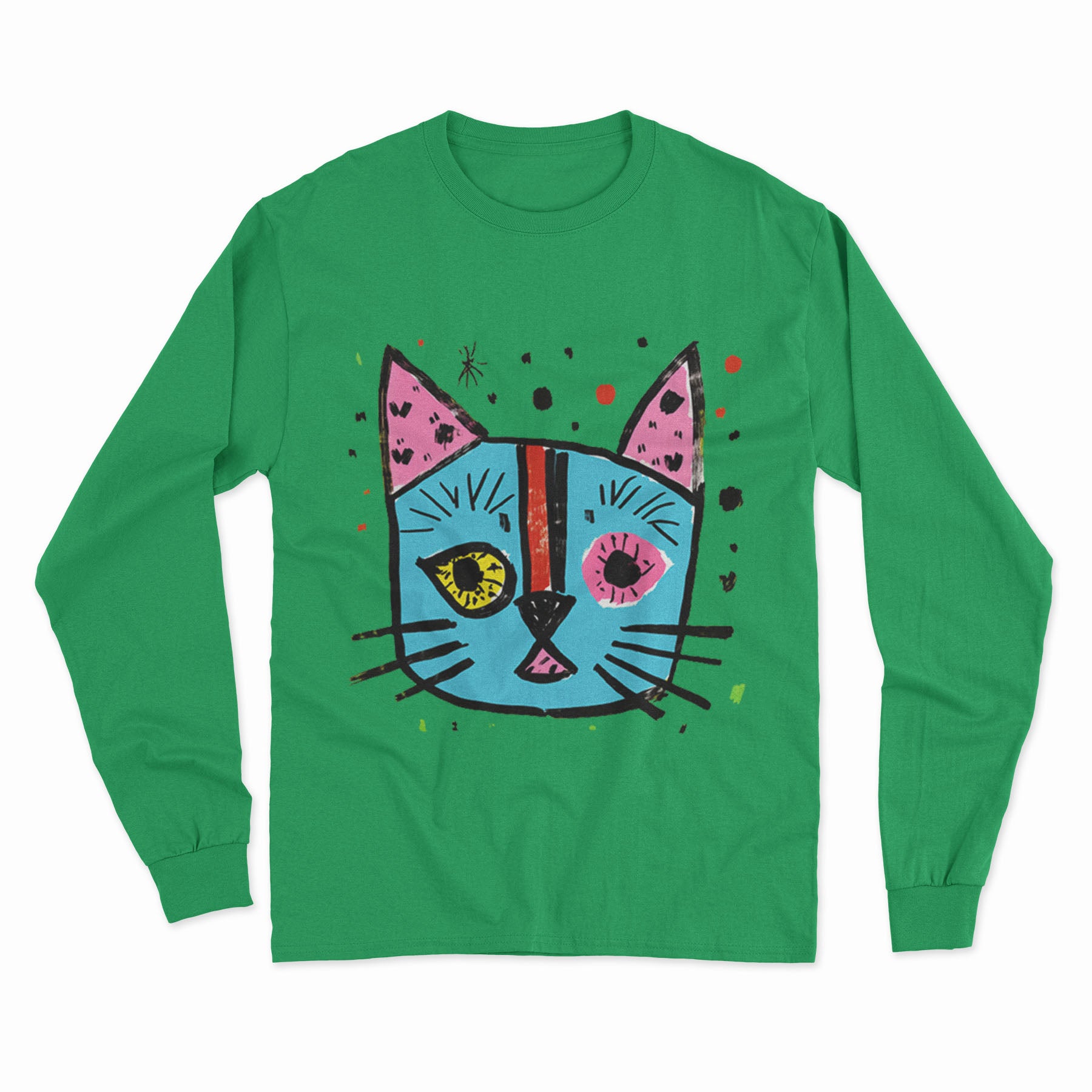 Bold Artistic Cat Print Long Sleeve Tee – Comfortable, Stylish & Designed for Cat Enthusiasts