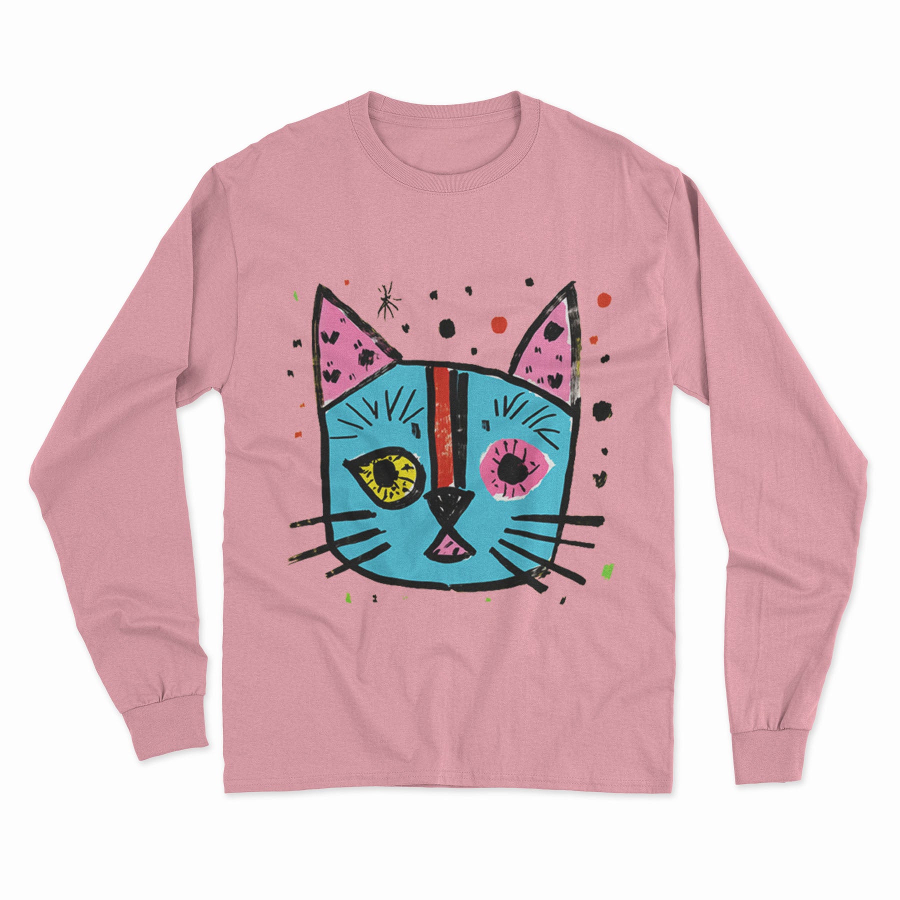 Bold Artistic Cat Print Long Sleeve Tee – Comfortable, Stylish & Designed for Cat Enthusiasts
