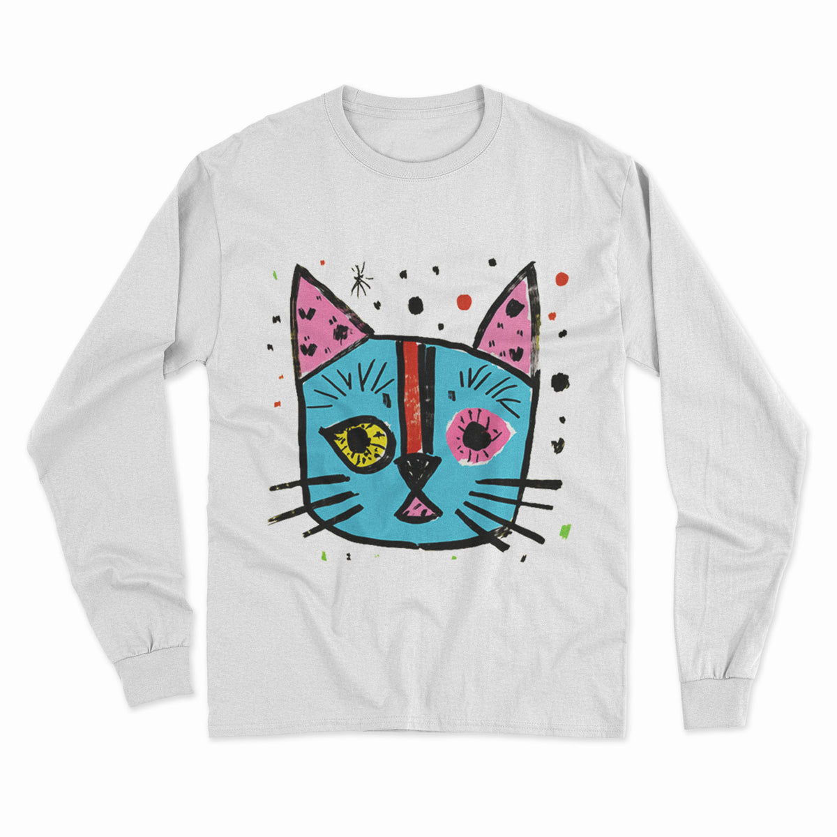 Bold Artistic Cat Print Long Sleeve Tee – Comfortable, Stylish & Designed for Cat Enthusiasts